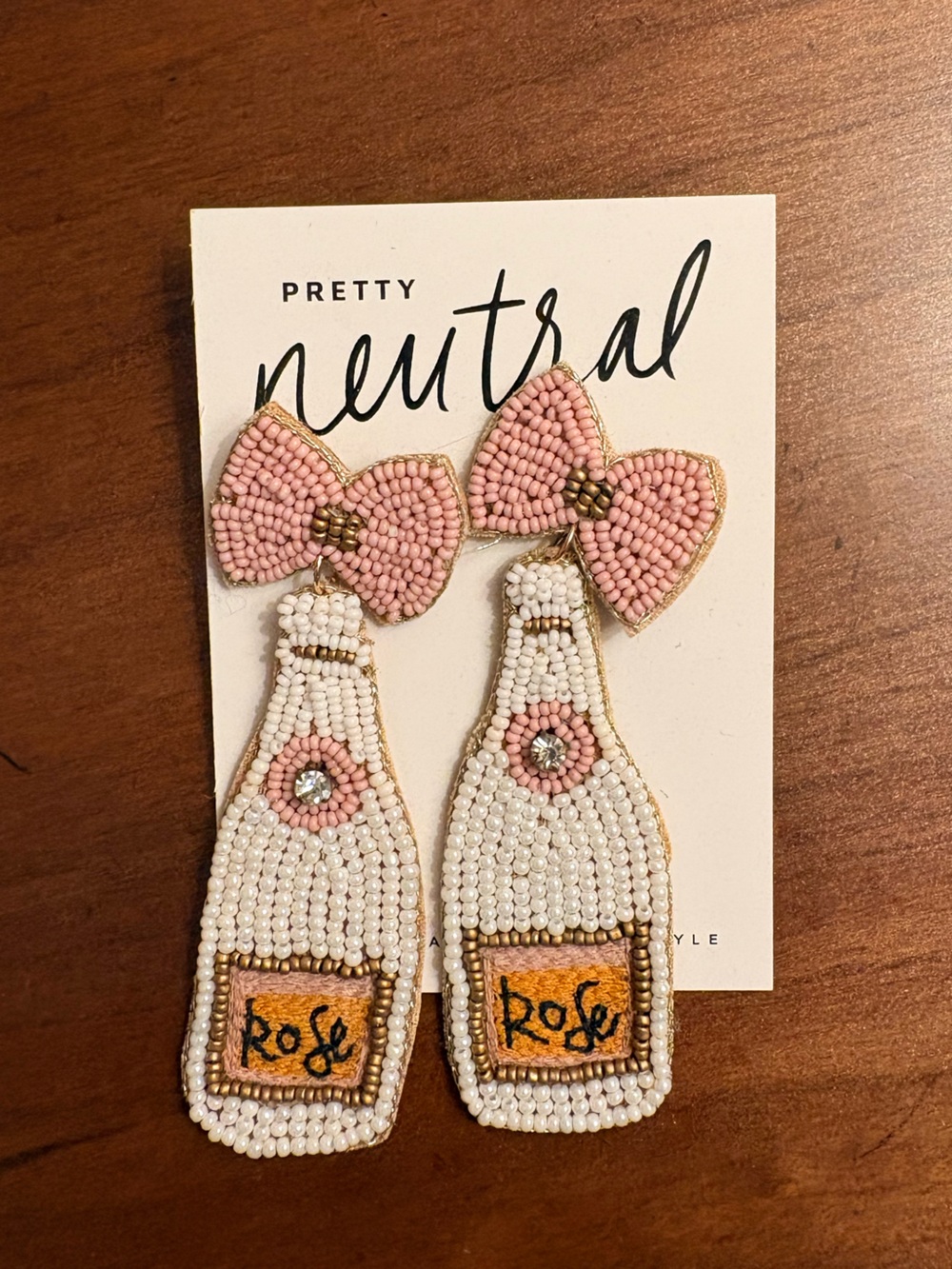 2 for $10 Pink Beaded Rosé Bottle Drop Earrings